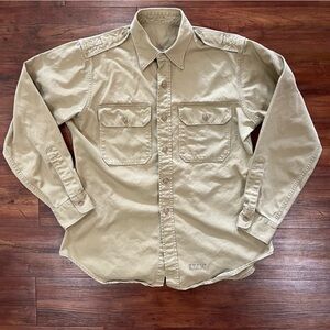 Vintage Khaki Canvas Military Button up Shirt
